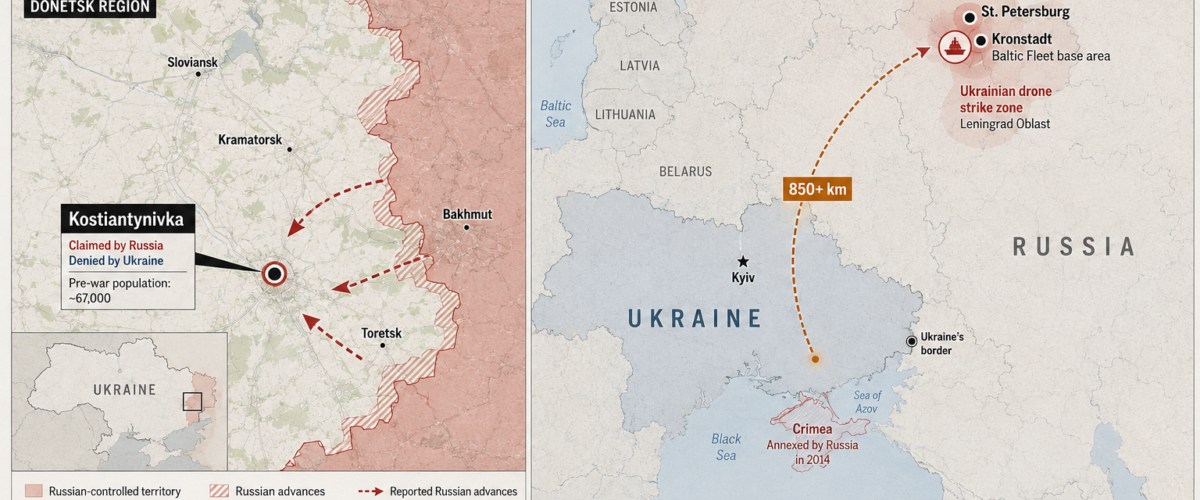 Putin Falsely Claims Capture of Eastern Ukrainian City as Ukraine Hits Oil and Naval Targets Near St. Petersburg